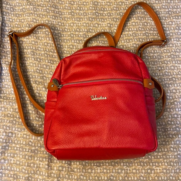 Valentina Bags Nwt Valentina Red Leather Backpack Poshmark